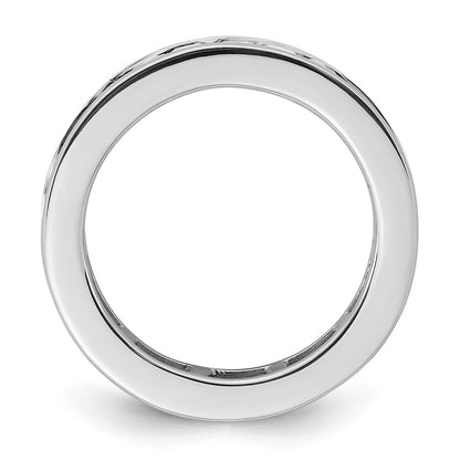 Solid Real 14k White Gold Polished 2ct Princess Channel Set CZ Eternity Wedding Band Ring