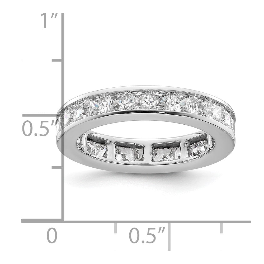 Solid Real 14k White Gold Polished 2ct Princess Channel Set CZ Eternity Wedding Band Ring