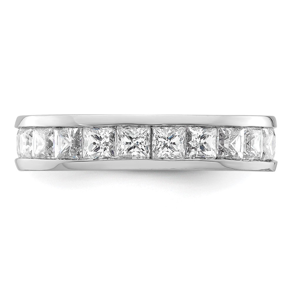 Solid Real 14k White Gold Polished 3ct Princess Channel Set CZ Eternity Wedding Band Ring