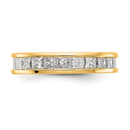 Solid Real 14k Polished 3ct Princess Channel Set CZ Eternity Wedding Band Ring