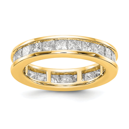 Solid Real 14k Polished 3ct Princess Channel Set CZ Eternity Wedding Band Ring