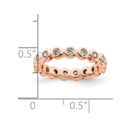 Solid Real 14k Rose Gold Polished 1/2ct Bezel Set CZ Eternity Wedding Band Ring