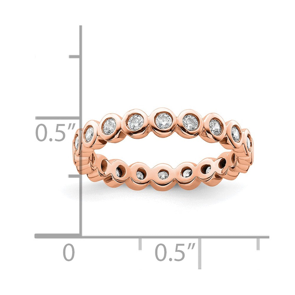 Solid Real 14k Rose Gold Polished 1/2ct Bezel Set CZ Eternity Wedding Band Ring