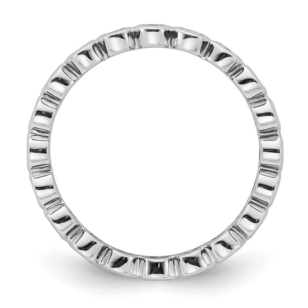 Solid Real 14k White Gold Polished 1/2ct Bezel Set CZ Eternity Wedding Band Ring
