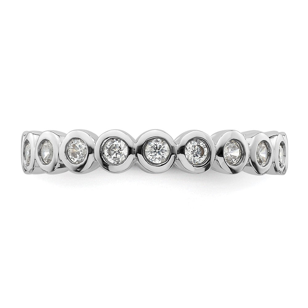 Solid Real 14k White Gold Polished 1/2ct Bezel Set CZ Eternity Wedding Band Ring