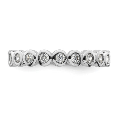 Solid Real 14k White Gold Polished 1/2ct Bezel Set CZ Eternity Wedding Band Ring