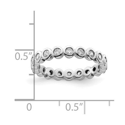 Solid Real 14k White Gold Polished 1/2ct Bezel Set CZ Eternity Wedding Band Ring