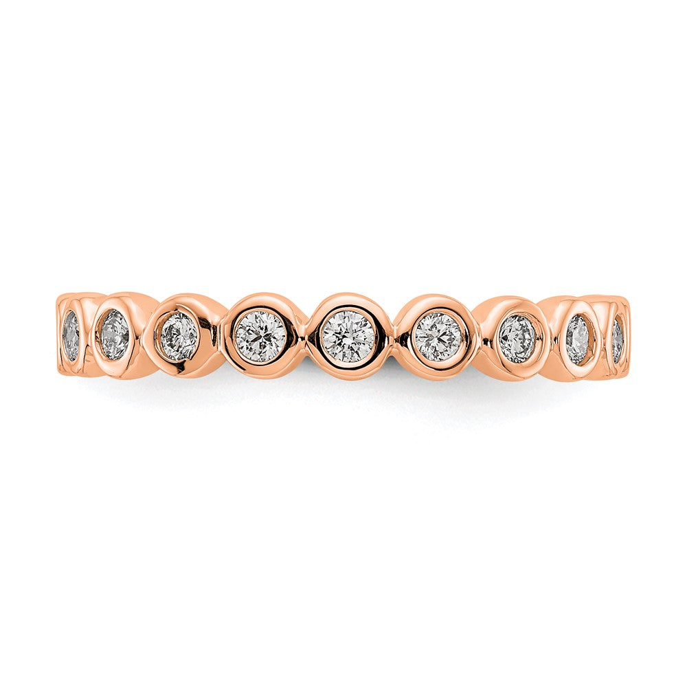 Solid Real 14k Rose Gold Polished 1/2ct Bezel Set CZ Eternity Wedding Band Ring