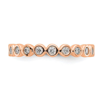 Solid Real 14k Rose Gold Polished 1/2ct Bezel Set CZ Eternity Wedding Band Ring