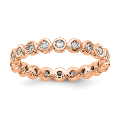 Solid Real 14k Rose Gold Polished 1/2ct Bezel Set CZ Eternity Wedding Band Ring