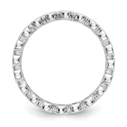 Solid Real 14k White Gold Polished 1/2ct Bezel Set CZ Eternity Wedding Band Ring
