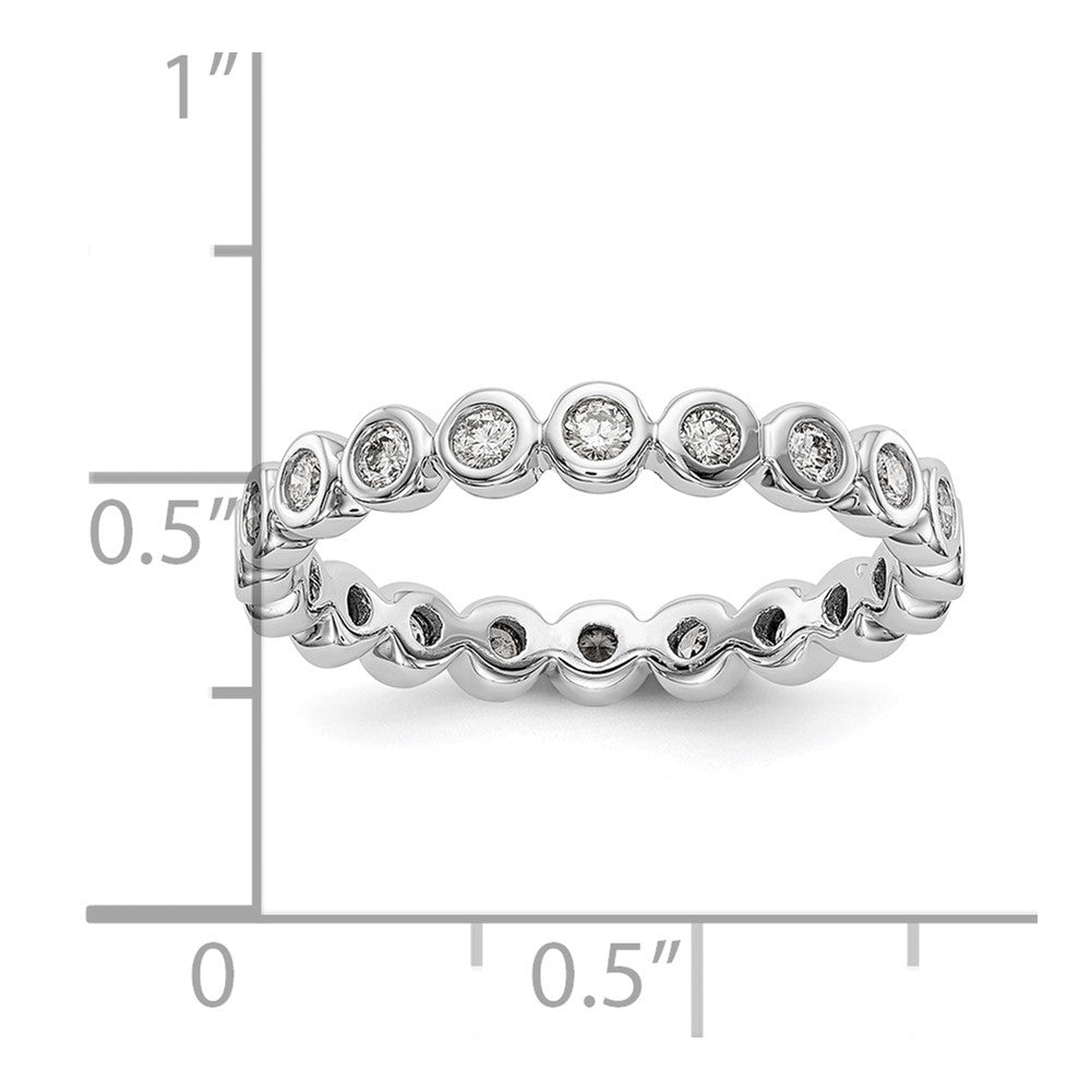 Solid Real 14k White Gold Polished 1/2ct Bezel Set CZ Eternity Wedding Band Ring