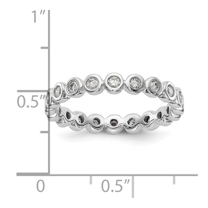 Solid Real 14k White Gold Polished 1/2ct Bezel Set CZ Eternity Wedding Band Ring