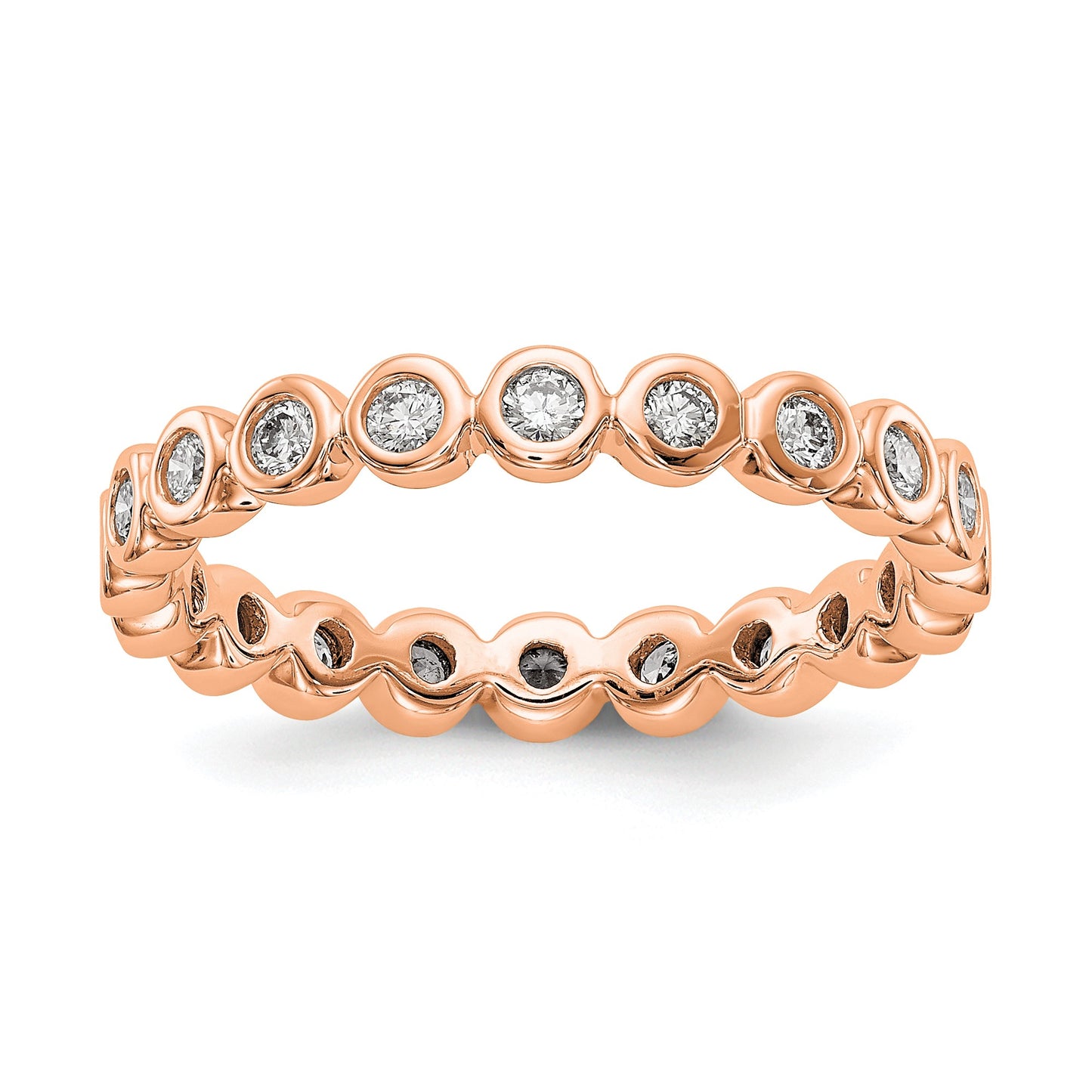 1/2 Ct. Bezel Set Diamond Eternity Wedding Band Ring in 14k Rose Pink Gold