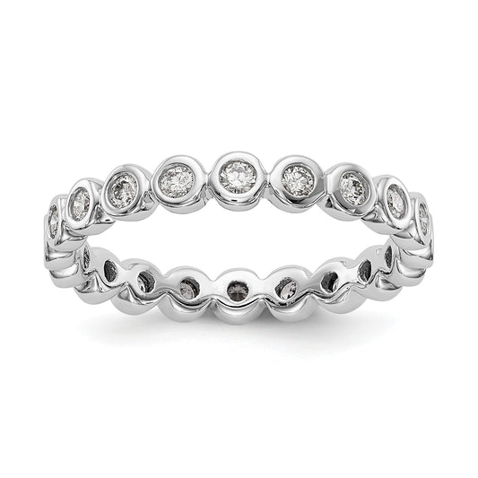 1/2 Ct. Bezel Set Diamond Eternity Wedding Band Ring in 14k White Gold