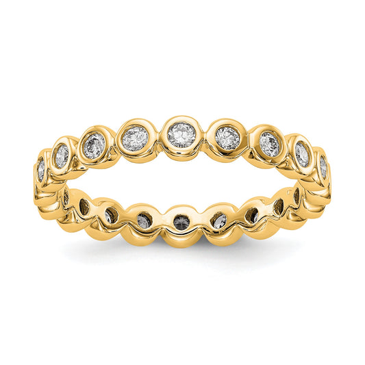Natural 1/2 Ct. Bezel Set Diamond Eternity Wedding Band Ring in 14k Yellow Gold