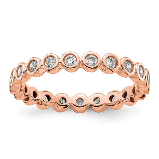 Solid Real 14k Rose Gold Polished 1/2ct Bezel Set CZ Eternity Wedding Band Ring