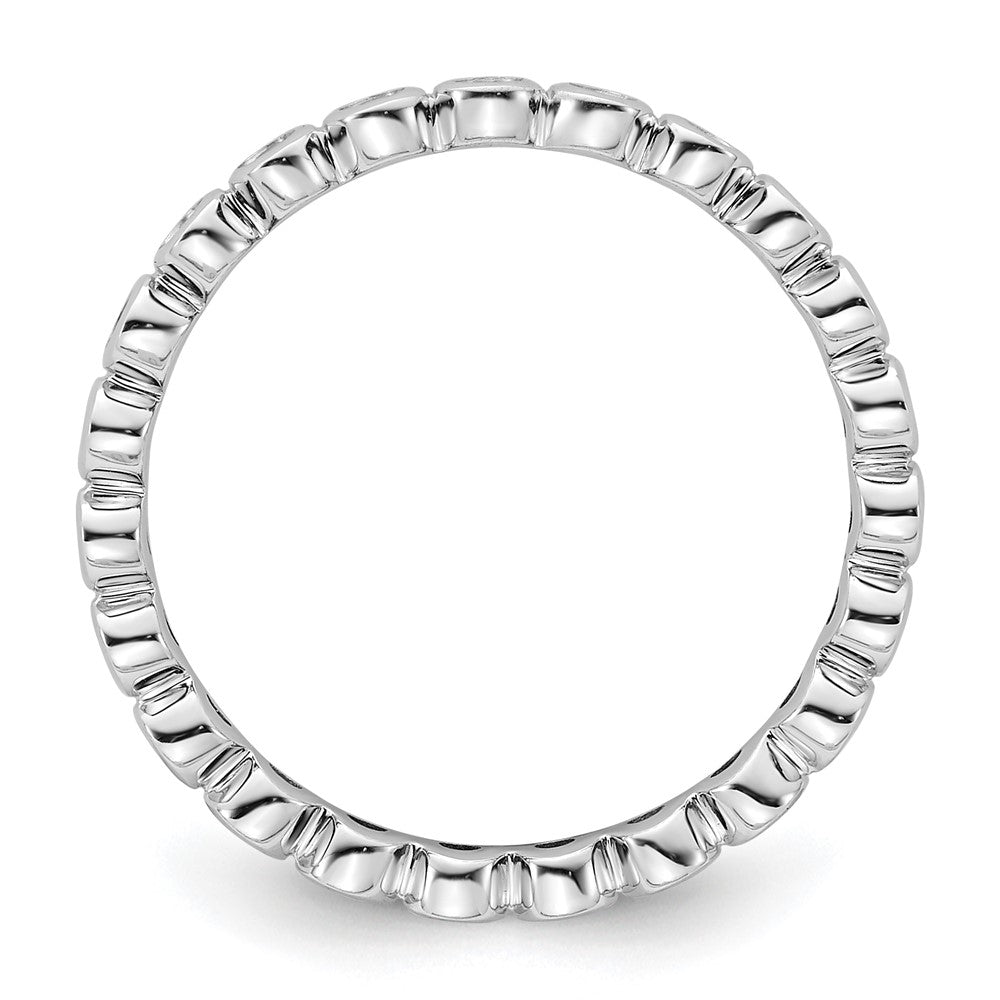 Solid Real 14k White Gold Polished 1/2ct Bezel Set CZ Eternity Wedding Band Ring