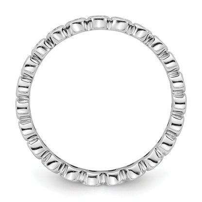 Solid Real 14k White Gold Polished 1/2ct Bezel Set CZ Eternity Wedding Band Ring