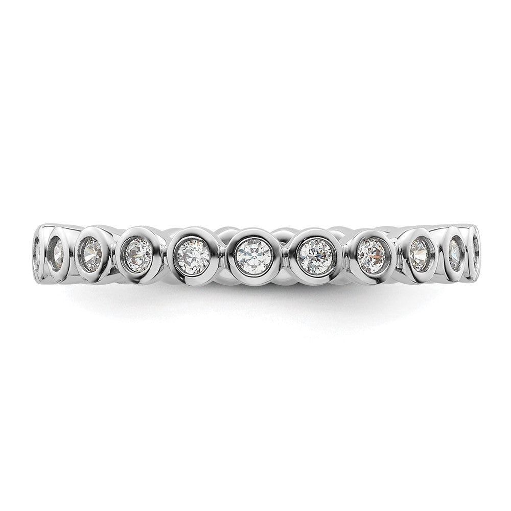 Solid Real 14k White Gold Polished 1/2ct Bezel Set CZ Eternity Wedding Band Ring