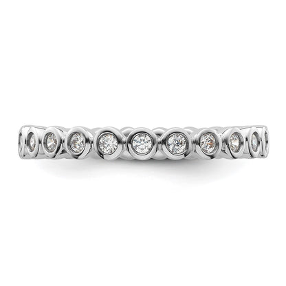 Solid Real 14k White Gold Polished 1/2ct Bezel Set CZ Eternity Wedding Band Ring