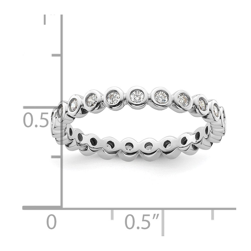 Solid Real 14k White Gold Polished 1/2ct Bezel Set CZ Eternity Wedding Band Ring