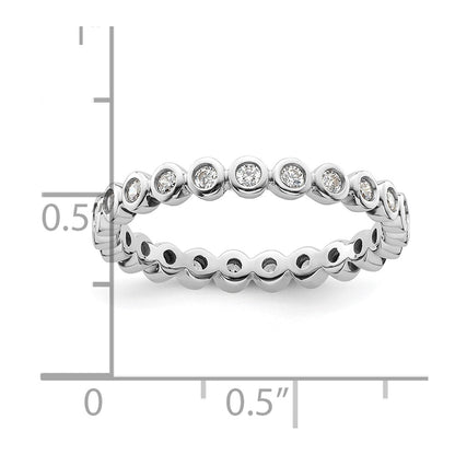 Solid Real 14k White Gold Polished 1/2ct Bezel Set CZ Eternity Wedding Band Ring