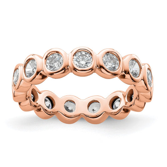 Solid Real 14k Rose Gold Polished 1ct Bezel Set CZ Eternity Wedding Band Ring