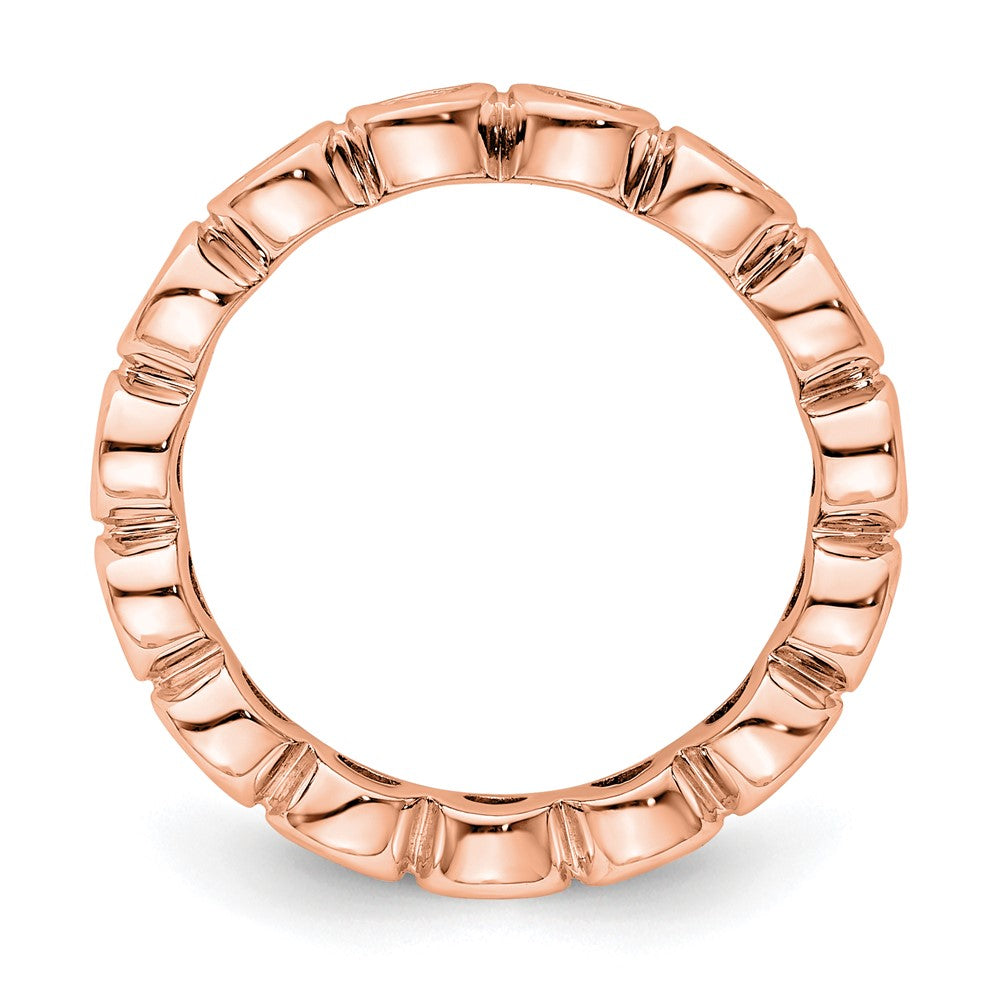 Solid Real 14k Rose Gold Polished 1ct Bezel Set CZ Eternity Wedding Band Ring