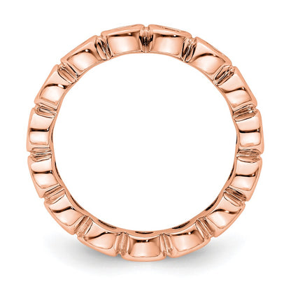Solid Real 14k Rose Gold Polished 1ct Bezel Set CZ Eternity Wedding Band Ring
