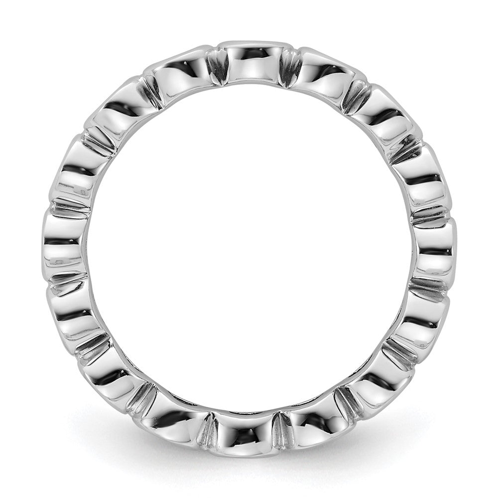 Solid Real 14k White Gold Polished 1ct Bezel Set CZ Eternity Wedding Band Ring