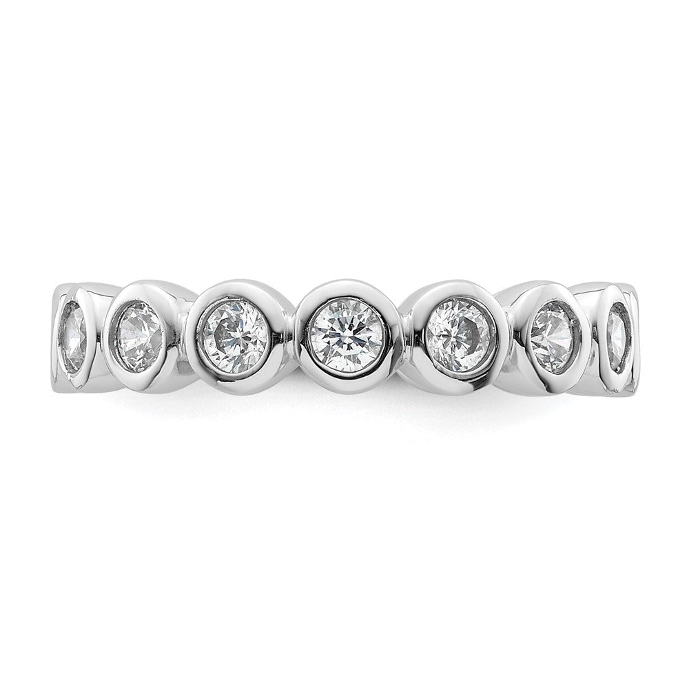 Solid Real 14k White Gold Polished 1ct Bezel Set CZ Eternity Wedding Band Ring
