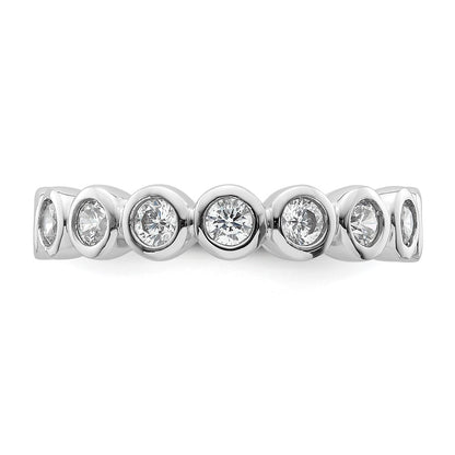 Solid Real 14k White Gold Polished 1ct Bezel Set CZ Eternity Wedding Band Ring