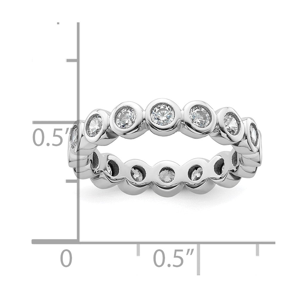 Solid Real 14k White Gold Polished 1ct Bezel Set CZ Eternity Wedding Band Ring