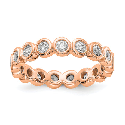 Solid Real 14k Rose Gold Polished 1ct Bezel Set CZ Eternity Wedding Band Ring
