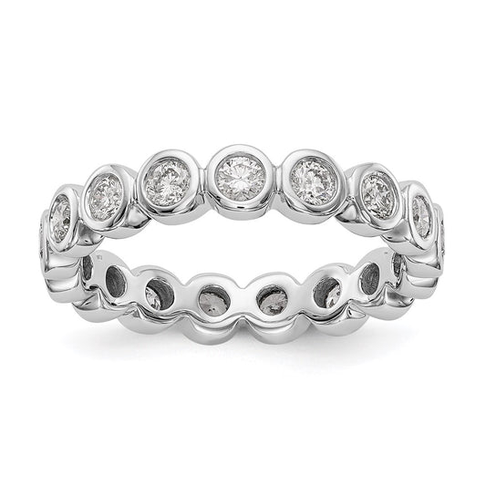 Solid Real 14k White Gold Polished 1ct Bezel Set CZ Eternity Wedding Band Ring