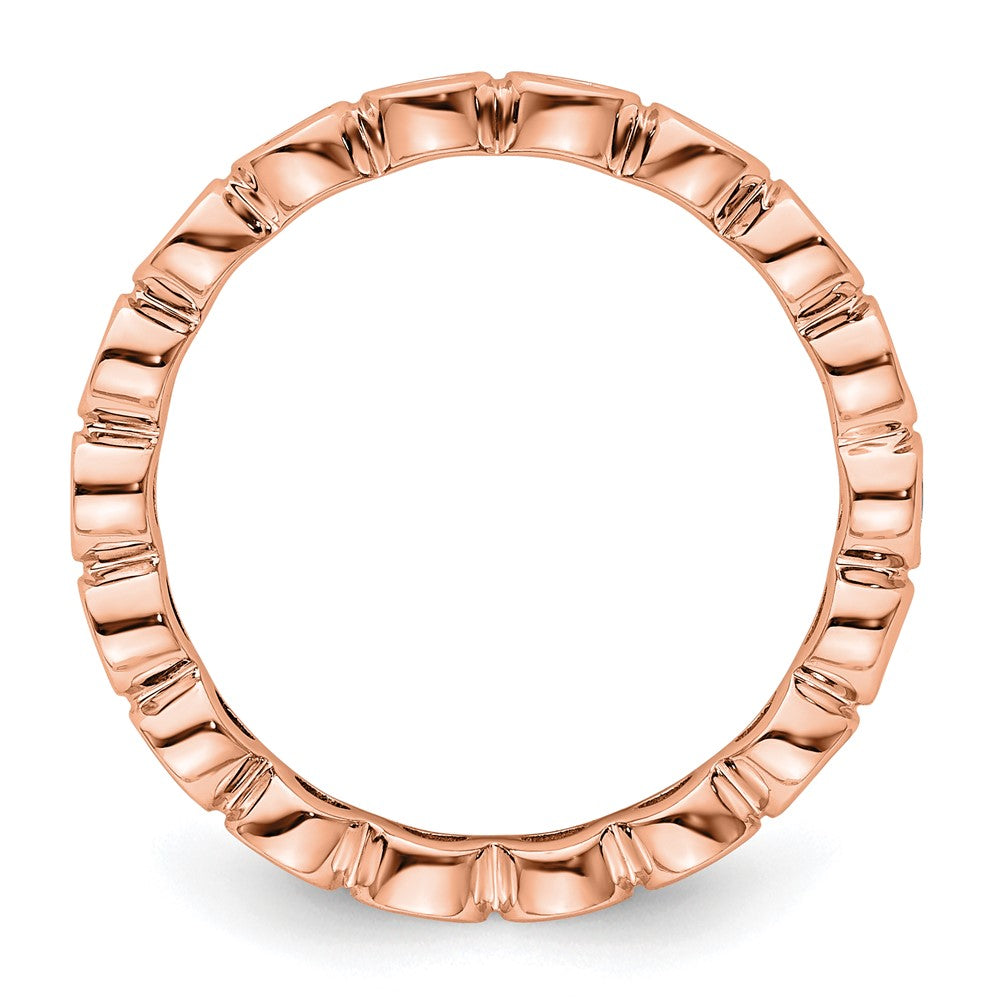 Solid Real 14k Rose Gold Polished 1ct Bezel Set CZ Eternity Wedding Band Ring