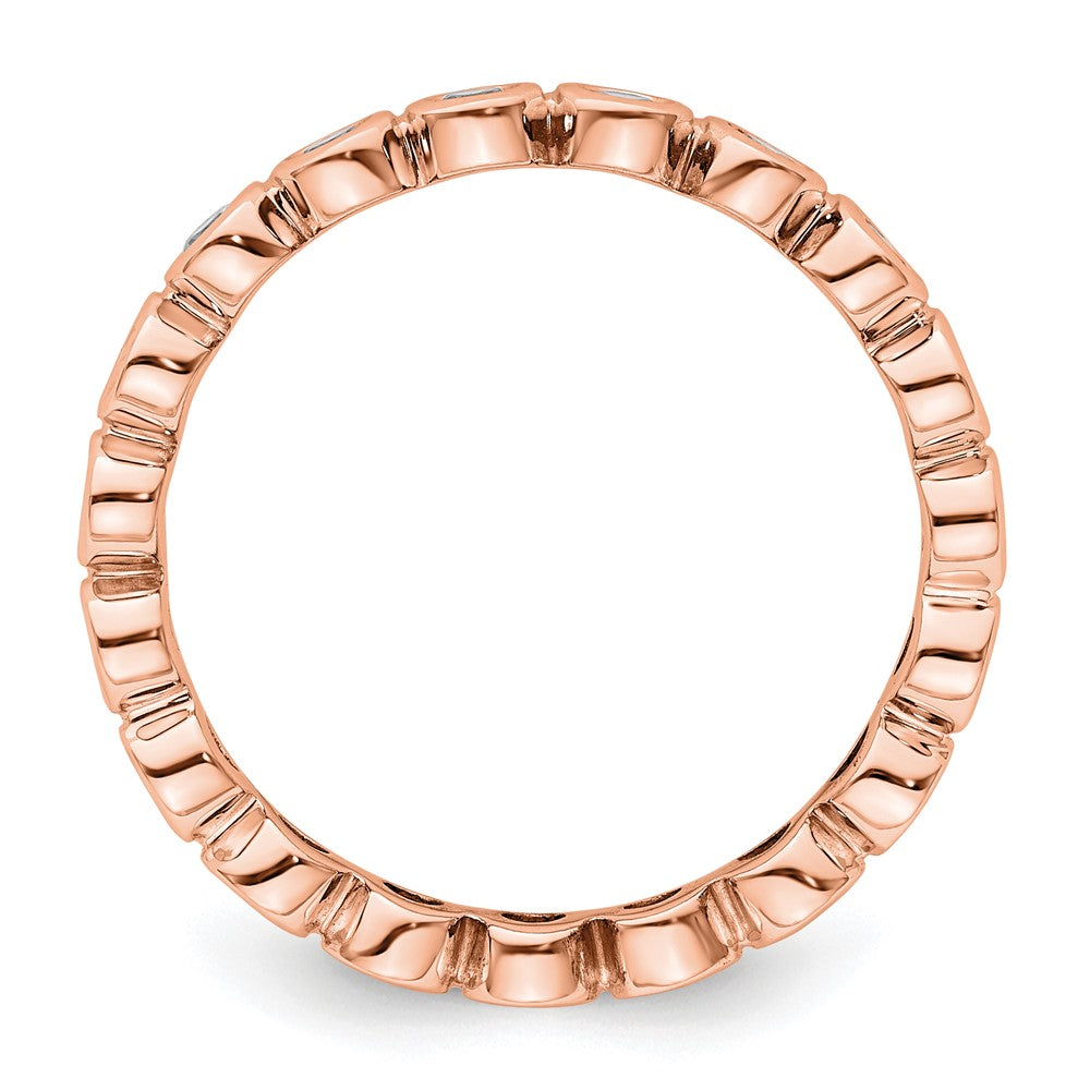 Solid Real 14k Rose Gold Polished 1ct Bezel Set CZ Eternity Wedding Band Ring