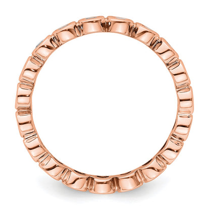 Solid Real 14k Rose Gold Polished 1ct Bezel Set CZ Eternity Wedding Band Ring