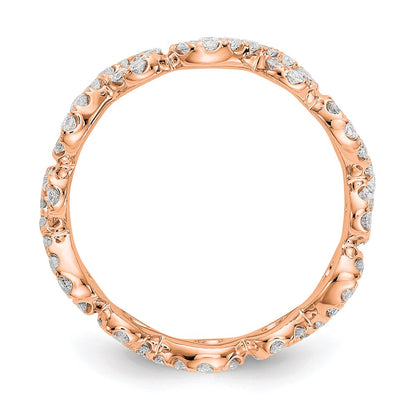 Solid Real 14k Rose Gold Polished Infinity Shared U Prong Size 6.5 CZ Eternity Ba