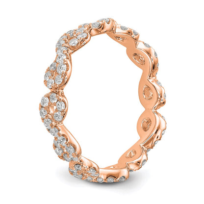 Solid Real 14k Rose Gold Polished Infinity Shared U Prong Size 6.5 CZ Eternity Ba