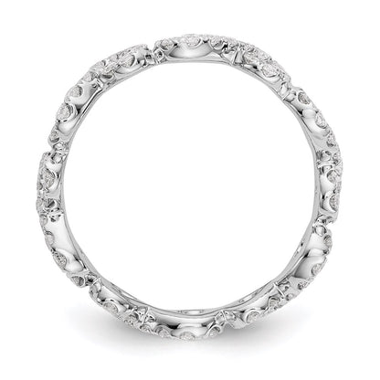 Solid Real 14k White Gold Polished Infinity Shared U Prong Size 7 CZ Eternity Ban