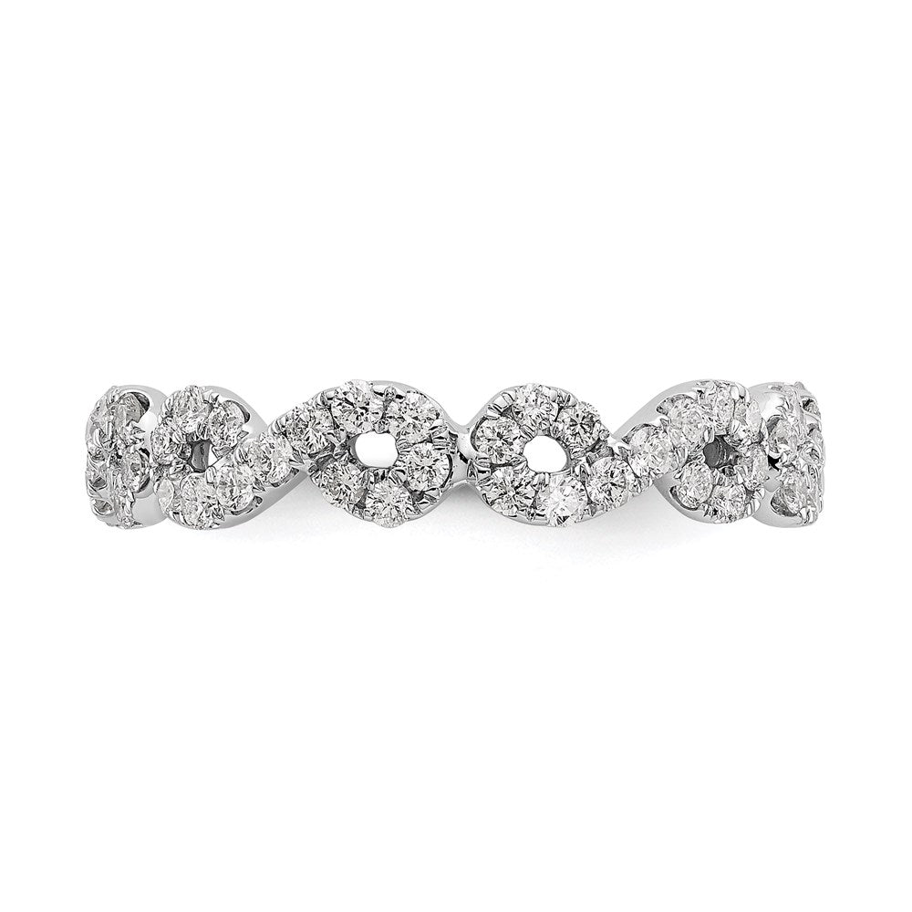 Solid Real 14k White Gold Polished Infinity Shared U Prong Size 7 CZ Eternity Ban