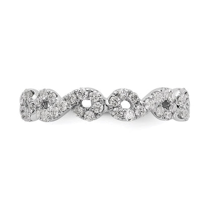Solid Real 14k White Gold Polished Infinity Shared U Prong Size 7 CZ Eternity Ban