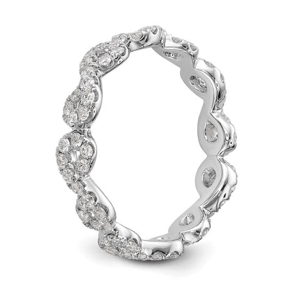 Solid Real 14k White Gold Polished Infinity Shared U Prong Size 7 CZ Eternity Ban