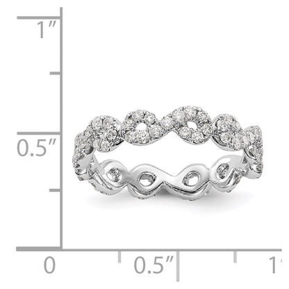 Solid Real 14k White Gold Polished Infinity Shared U Prong Size 7 CZ Eternity Ban