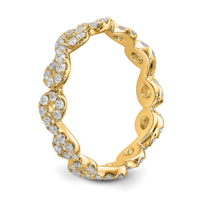 Solid Real 14k Polished Infinity Shared U Prong Size 4 CZ Eternity Wedding Band Ring