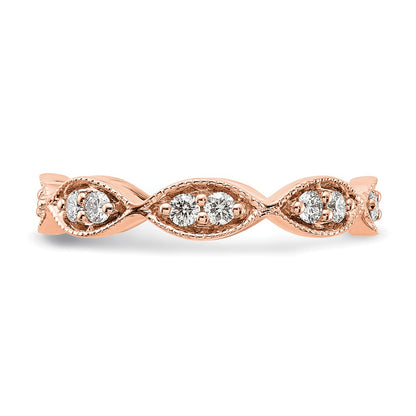 Solid Real 14k Rose Gold Polished Vintage Pave Size 7 CZ Eternity Wedding Band Ring