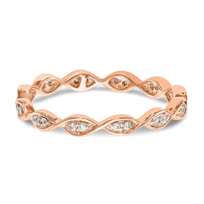 Solid Real 14k Rose Gold Polished Vintage Pave Size 7 CZ Eternity Wedding Band Ring