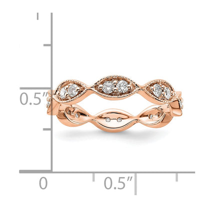 Solid Real 14k Rose Gold Polished Vintage Pave Size 7 CZ Eternity Wedding Band Ring